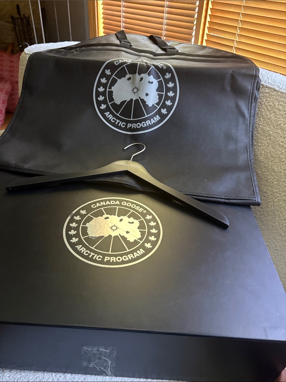 Canada Goose Black Garment Bag and Box Set with Logo Hanger